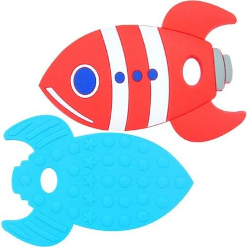 5PCS Silicone Big Rocket Fish teether Baby Teething Toys BPA Free Food Grade Silicone Teether DIY Teething Necklace Toy