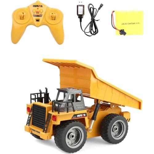 6-Channel RC Construction Vehicle Dumper Model Kids Toy Collection Remote Control Alloy Dump Truck Model Toys Birthday Gift