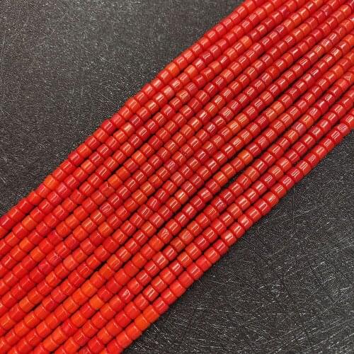 Natural Stone Coral Beads Cylindrical Orange-red Coral Beaded Semi-precious Stones Necklace Making for Diy Jewelry Making