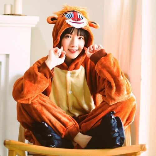 Whole one piece animal pajamas kegurumi onsie Flannel warm pyjama animaux Kigurumi long sleeve hooded onesies for adults