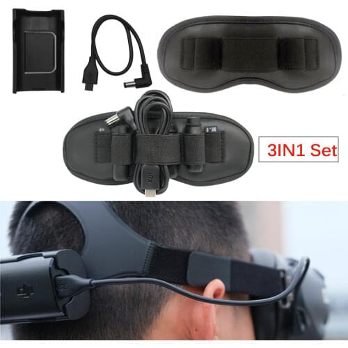 Headband Battery Case Back Clip Holder Antenna Storage Dustproof Pad Power Supply Cable for for DJI FPV Goggles V2 Accessories