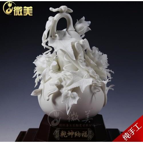 Dehua ceramic white porcelain flower ornaments Qiankun Hannaford size Home Furnishing jewelry fashion modern decor furnishings