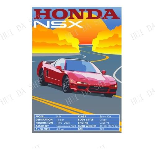 Home Decor Canvas Print Poster Retro Vintage Classic Car Poster or Canvas Picture - Honda NSX
