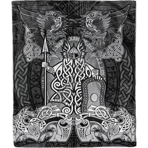 Viking Tattoo Odin Fleece Blanket 3D full printed Wearable Blanket Adults/kids Fleece Blanket Sherpa Blanket Drop Shippng