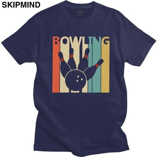 Vintage Bowling Player T-shirt for Men Short Sleeves Summer Tee Bowler Gift Tshirt Crew Neck Fitted 100% Cotton T Shirts Clothes