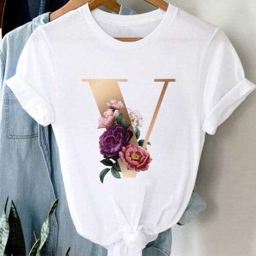 T-shirt For Women 26 Letter Customization T-shirts Ladies Fashion Top Female Casual tshirt Short Sleeve Tee Shirt Femme