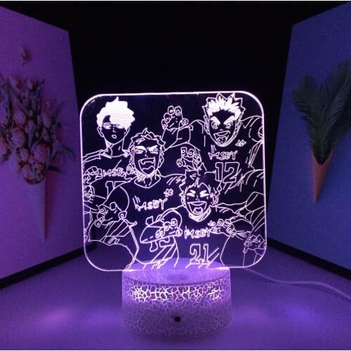 Haikyuu 3D Lamp Anime LED Light for Kids Child Bedroom Decor Birthday Gift Night Light Manga Gadget Haikyuu Lamp
