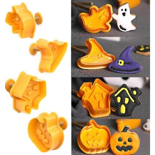 Wear-resistant 4Pcs/Set Useful Cartoon Shape Halloween Dessert Mold Orange Cake Mold Eye-catching for Festival