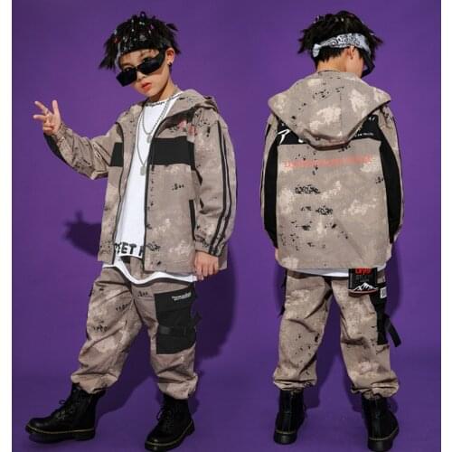 Teen Children Stage Performance Clothing Set Jazz Hip Hop Dance Costumes for Kids Boys Girls Camouflage Hip-hop Street Outfits