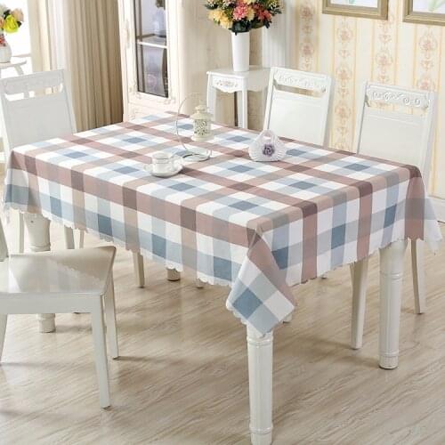 Brief Modern Plaid Waterproof Rectangle Table Cloth Square Round Dining Table Tablecloth Nightstand Refrigerator Dustproof Cover
