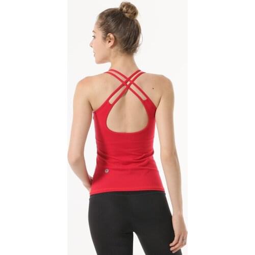 Yoga suit double-line back-beautifying yoga vest nylon high-elastic sports running fitness suit womens tight top