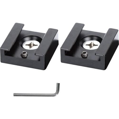 Cold Shoe Mount Aluminum Adapter Bracket Hot Shoe with 1/4 Thread for Camera Cage Flash Shoe Mount(2 PCS)