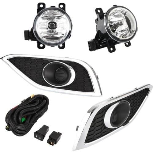 Left & Right Car Fog Lamp for Honda CR-V CRV 4 Door 2012-2014 H11 12V 55W Front Bumper Grille Fog Light Cover w/Switch+Wiring