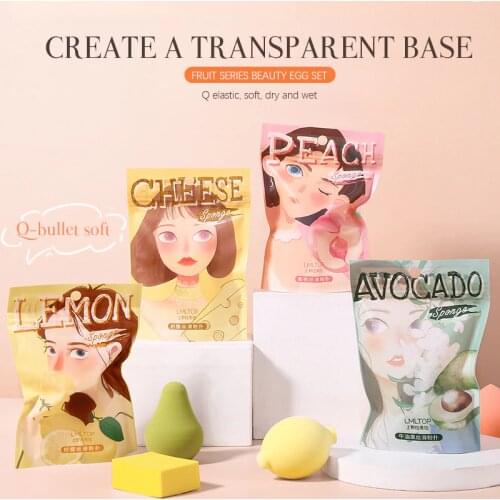 Mini Fruit Shape Packaging Makeup Sponge Cosmetic Puff Non-latex Wet And Dry Foundation Mix Powder Sponge Make Up Tool TSLM1