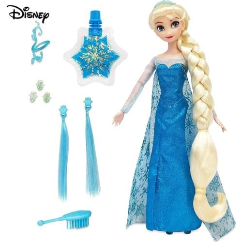 Disney Frozen Elsa Anna Fashion Hiar Play Doll with Brush Hair Clip Accessory Frozen Princess Action Figure Collectible Model