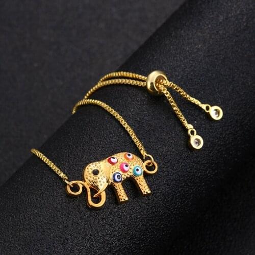 Fashion golden charm girl bracelet female exquisite jewelry lucky eye elephant bracelet friendship gift wholesale