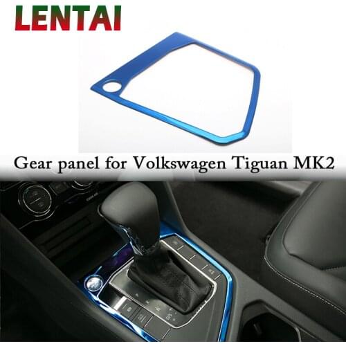 LENTAI Car Styling Stainless Steel ABS Gear Shift Panel Frame Sticker For Volkswagen VW Tiguan 2 MK2 2016 2017 2018 Accessories