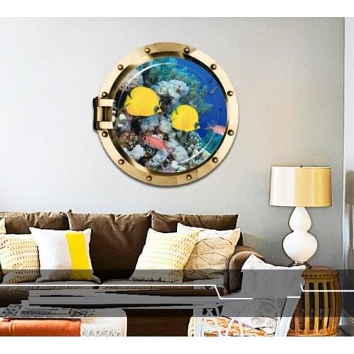 Cartoon Smiling Fish Nemo Dory Submarine Porthole Window Wall Stickers For Washing Machine Kidroom Decoration Diy Art Wall Decal