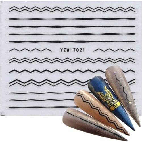YZWLE New Gold Black 3D Nail Sticker Striping Tape Lines Design Multi-size Strip Tape Adhesive DIY Foil Manicure Nail Art Decals