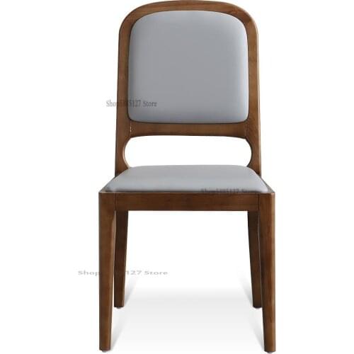 Dining Chair Modern Minimalist Home Nordic Restaurant Solid Wood Leather Cloth Chair Backrest Stool Leisure Creative Net Red Lig