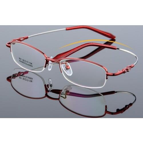 Women Titanium Eyeglasses Ultralight High Elasticity Optical Glasses Frame Flexible Memory Metal Half Rim Computer Spectacles