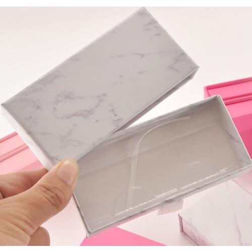 Wholesale Eyelash Packaging Box Lash Boxes Package Custom Rectangle Drawer Marble Grey False Eyelashes Makeup Case bulk Vendors