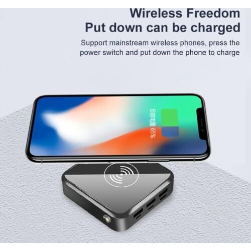 Portable wireless charging and charging treasure, universal mobile battery support mirror digital display