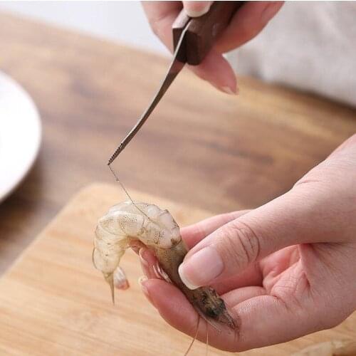 Portable Lobster Line Knife Oyster Knife Sashimi Knife Stainless Steel Wooden Handle Practical Stripping Knife Kitchen Gadget