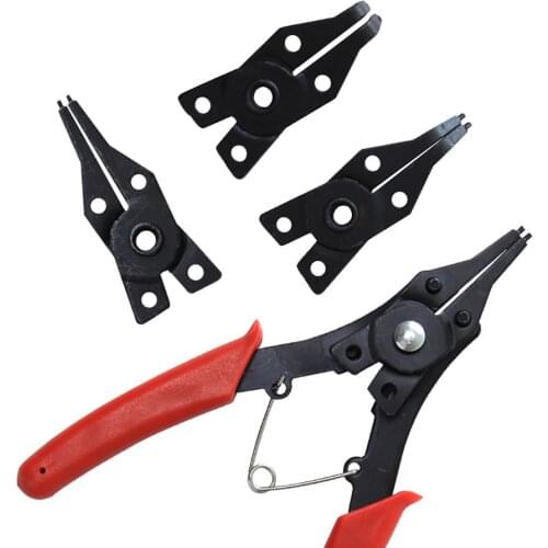 Portable Four-in-One Multifunction Circlip Pliers Snap Ring Card Straight Outside Hand Tool