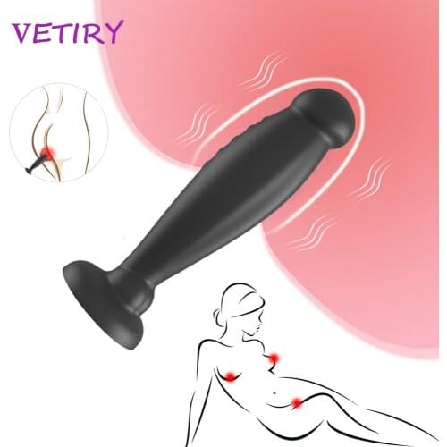 VETIRY Silicone Prostate Massager Black Adult Products Anal Plug Anal Sex Toy for Men Women Butt Plug for Beginner Erotic Toys