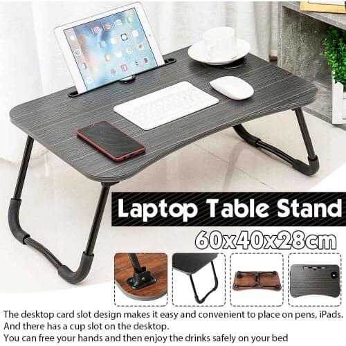 60x40x28cm Portable Laptop Table Desk Foldable Legs Computer Desk Cozy Stand Sofa Bed Notebook Tray Cup Slot Tablet Holder