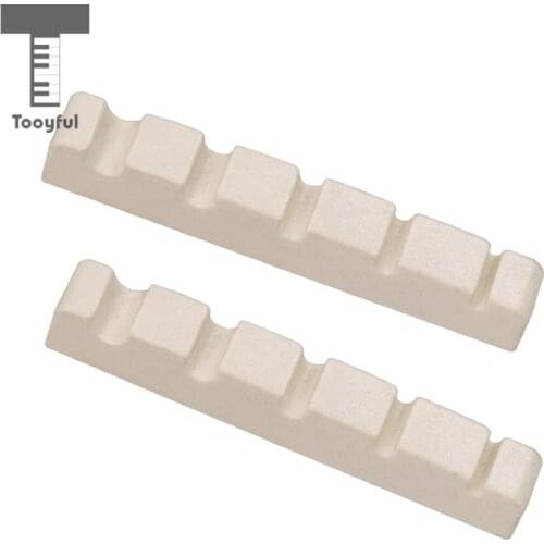 Tooyful Durable 2pcs Plastic Bass Replacement Slotted Nut White for 5 String Electric Bass Accessory