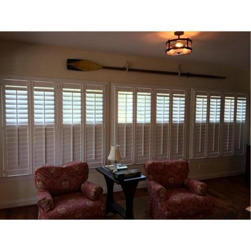 Custom Basswood Plantation Shutters Wooden Blinds Solid Wood Shutter Louvers PS258