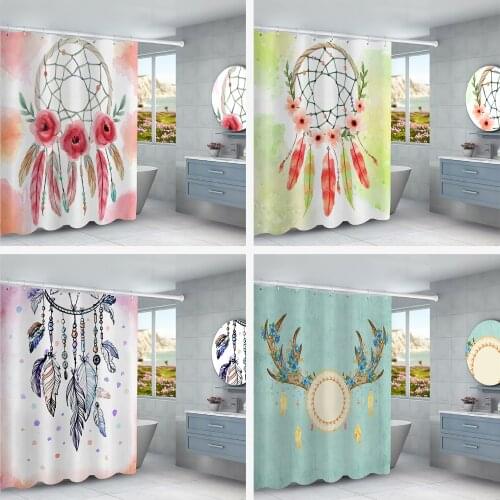 Dreamcatcher Printing Shower Curtain Set Home Decoration Bathroom Curtains Fabric Waterproof Polyester With Hook YL-0044