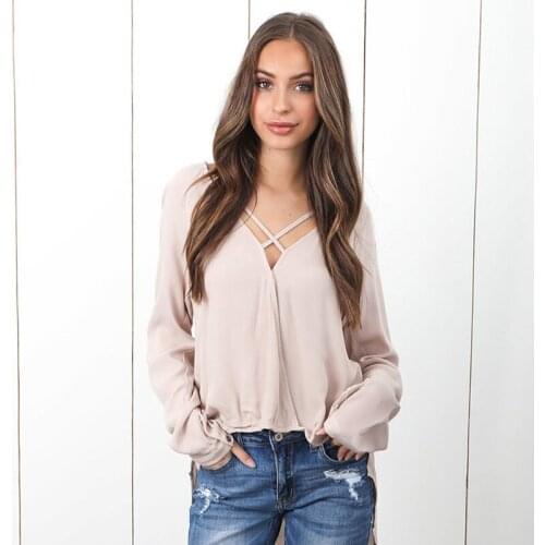 Women Top Summer Autumn Cotton New V-neck Long Sleeve Chiffon Medium-length T-shirt And Fashionable Temperament Leisure