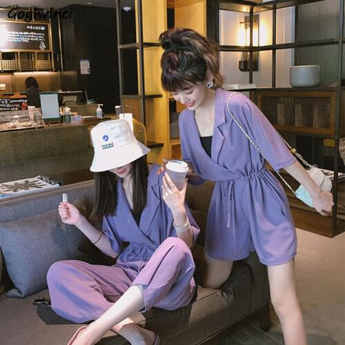 Jumpsuits Women High Waist Soild Stylish Loose Cozy Notched Draped Sashes Full Length Plus Size S-4XL Summer Simple Friends Chic
