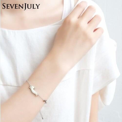 Japanese Style Sweet Girl Enamel Cat Rabbit Bracelet Metal Chain Women Fashion Jewelry Accessory