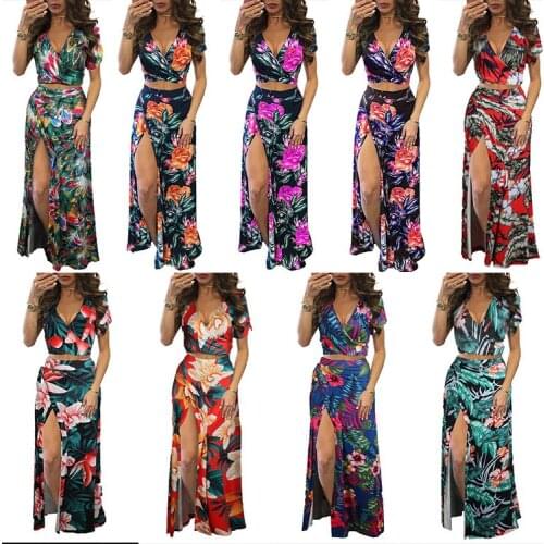 2021 Classic Floral Two-piece Dress Set Summer Dress Women Vintage Dress Maxi Dresses for Women