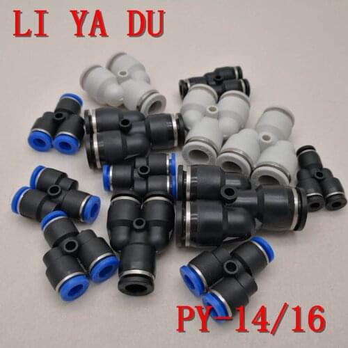 10PCS/LOT PY-16 Pneumatic Couplings Pipe Fittings Quick Connector Tri-prong Three Plug Three-way Y-type Tee PY14