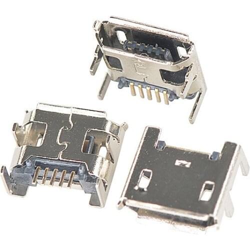10pcs Micro USB connector 5pin seat Jack Micro usb Four legs 5P Inserting plate seat Mini usb connector