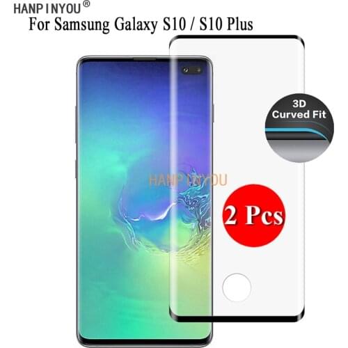 2 Pcs For Samsung Galaxy S10 G973 / S10 Plus 9H Ultra Thin 3D Curved Full Cover Screen Protector Tempered Glass Protective Film
