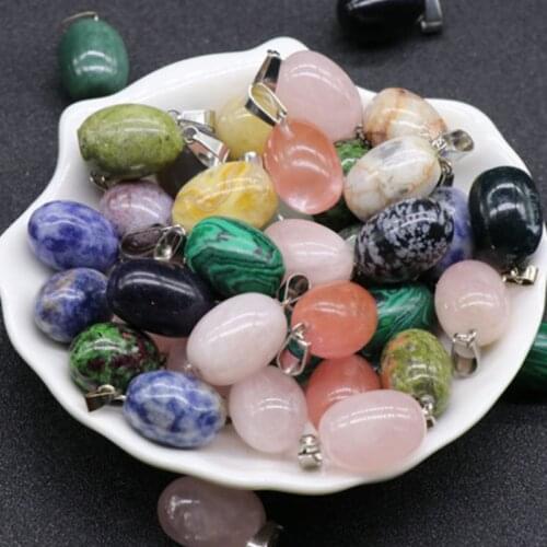 2pcs/lot 17~19mm Natural Stone Charms Pendant Stone Oval Charms Pendant For DIY Jewelry Accessories