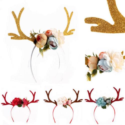 Accessories 2017 New Cute Hair Band Headband Reindeer Antlers Flower Xmas Party Holiday