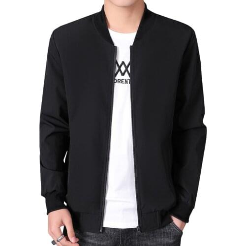 BROWON Men Autumn Coat Mens Jacket Thin Business Casual Jacket Solid Color Outerwear Fashion Men Clothing Plus Size M-5XL