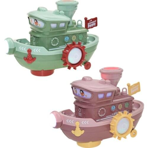 Children Electric Universal Toy Car Navigation Cartoon Cruise Ship Rotate Propeller With Flashing Light Music And Spray Function