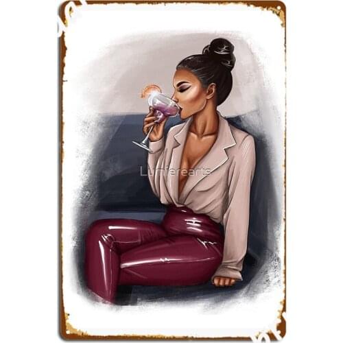 Girl With A Glass Of Margarita Poster Metal Plaque Club Party Mural Design Plaques Tin Sign Poster