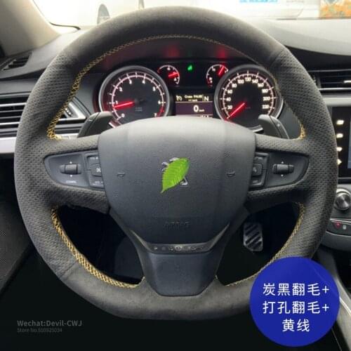 DIY Hand-Stitched Car steering Wheel Cover For Peugeot 408 508 307 3008 5008 308 Grip Auto Parts Interior Car Accessories