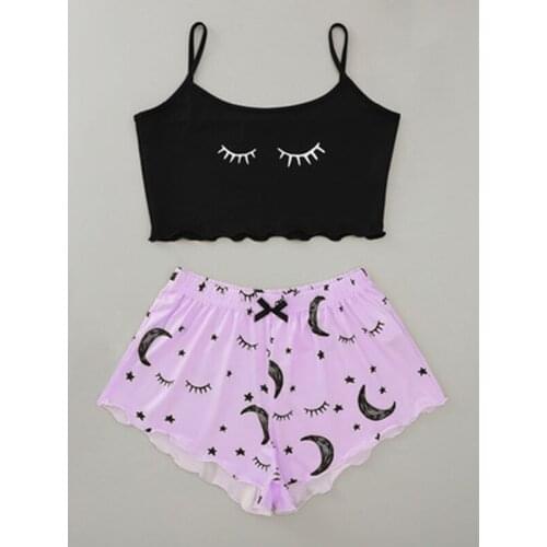 Home Clothes Suit Summer Two Piece Nightwear Pajamas for Girls Female Pj Set Sleepwear Women Pijamas Camisole Shorts Pyjamas