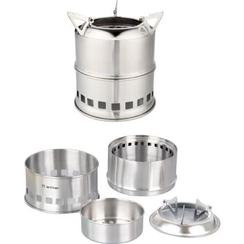 Wood stove portable folding camping gasification furnace Stainless Steel for Picnic Cooking Hiking Compact Outdoor Stove