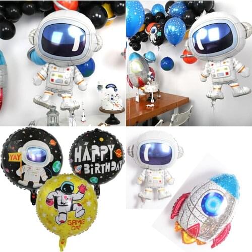 Astronaut Rocket Foil Balloon Star Moon Balloons Outer Space Alien Boy Kids Favors Birthday Party Decoration Baby Shower Toy